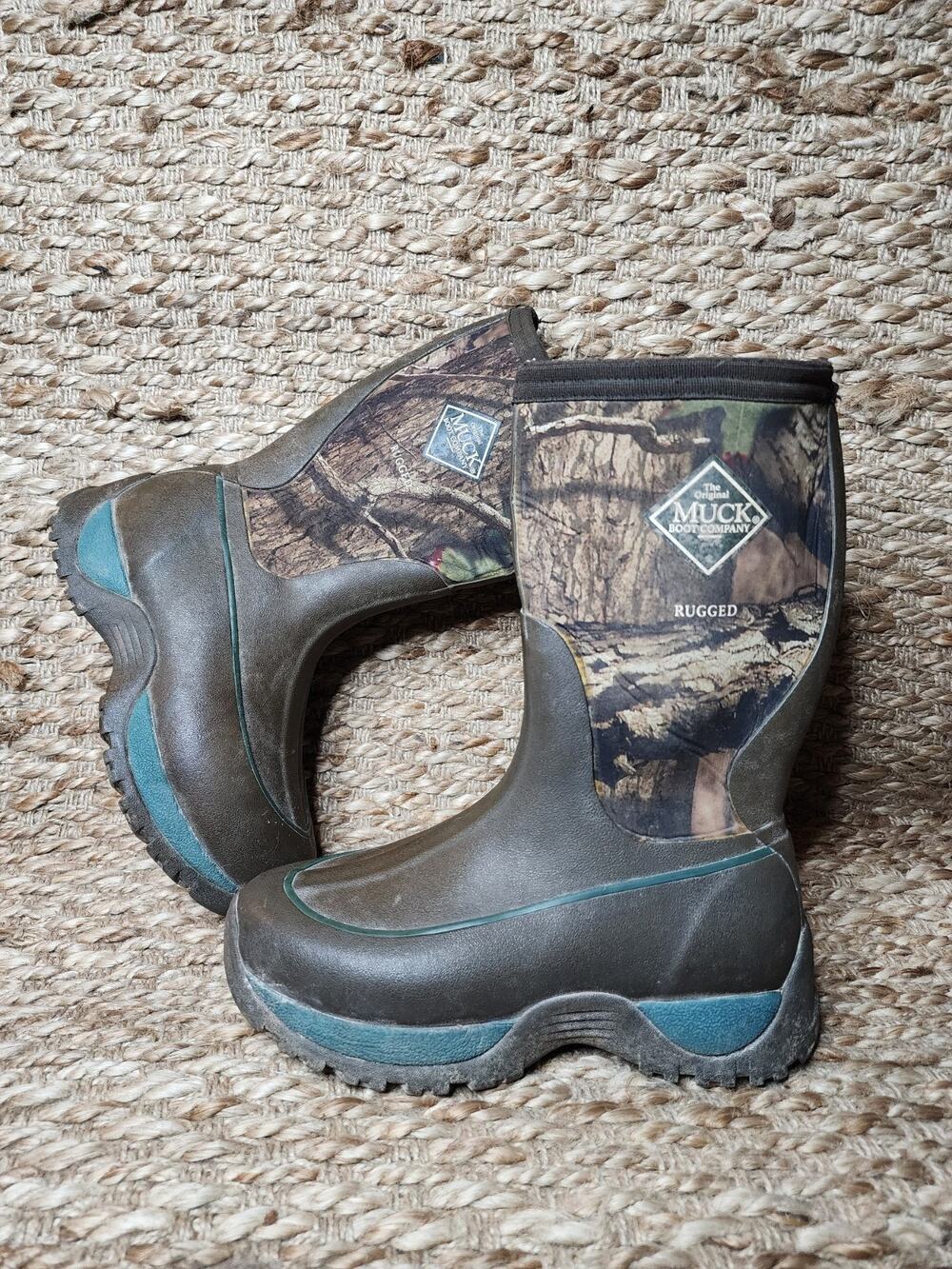 Original Muck Boot Company Kids Size 5 Rugged Camo Waterproof Boots Hunting